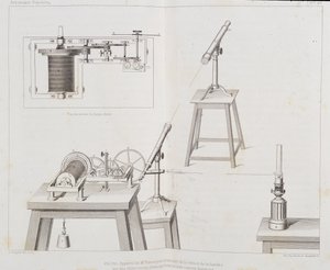Aparato de Fizeau para medir la velocidad de la luz - en Astronomía popular por François Arago, París, Cide Publisher de Unknown artist
