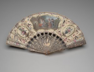 Abanico plegable con una escena de una visita a la nodriza, c.1780 de Unknown artist