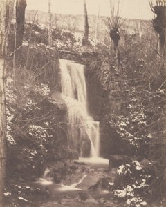 [Escena de bosque con cascada y arroyo] de Unknown artist