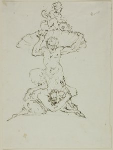 Fuente con Sátiro y Putto (anverso); Punchinello (reverso) de Unknown artist