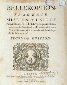 Frontispicio de “Bellerophon” tragedia lírica en cinco actos con un prólogo de Jean Baptiste Lully (Giovanni Battista Lulli) (Jean-Baptiste) (1632-1687). 1714 de Unknown artist