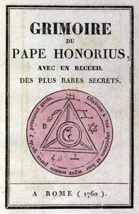 Frontispicio del grimorio del Papa Honorio usado para invocar demonios. de Unknown artist
