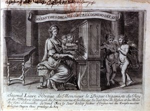 Frontispicio del segundo libro de órgano de Mr. Nicolas Lebègue. Compositor francés 1631 a 1702. Organista al servicio de Luis XIV. París BNF. de Unknown artist