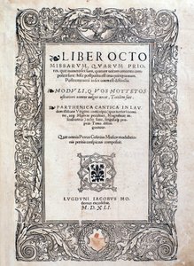 Frontispicio de Liber octo missarum (1541) de Unknown artist