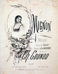Frontispicio de Mignon, melodía de Charles Gounod