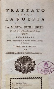 Portada del Tratado sobre la poesía y la música de los judíos de Unknown artist