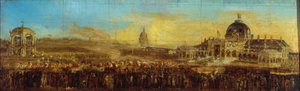 Celebración del 10 de mayo de 1852, en el Campo de Marte; salida del Príncipe-Presidente, tras la bendición de las banderas. Actual distrito 7, París, entre 1847 y 1857 (óleo sobre lienzo)