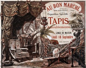 Muebles y alfombras - anuncio de la tienda Le bon marché, finales del siglo XIX de Unknown artist