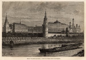 Vista general del Kremlin, el centro geográfico de Moscú y el centro político de Rusia. Grabado para ilustrar La Rus de Unknown artist