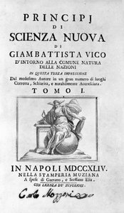 Giambattista Vico. También llamado Giovanni, Gian Battista, Jean Baptiste o Jean-Baptiste. Frontispicio de 