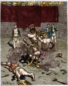 Lucha de Gladiadores. Grabado del siglo XIX. de Unknown artist