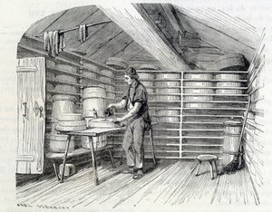Tienda de quesos Gruyère en un chalet suizo (lavado de la corteza) - en 