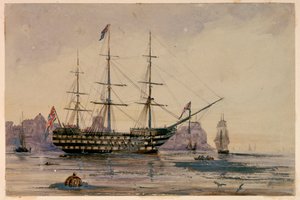 HMS Victory Puerto de Portsmouth, 24 de octubre de 1858 de Unknown artist