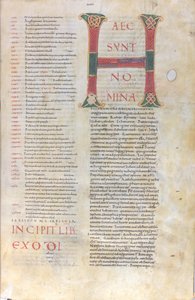 Haec sunt nomina: Inicial del Libro del Éxodo, siglo XI (miniatura, manuscrito membranoso) de Unknown artist