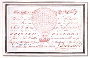 Boleto de media guinea para ascenso en globo en Tottenham Court Road, Londres, 23 de marzo de 1785 de Unknown artist