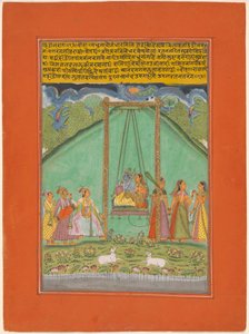 Hindol Raga, página de una Guirnalda de Ragas Musicales (Ragamala) Set