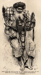 Hindú prometido a llevar un gran círculo de hierro alrededor de su cuello. Grabado para ilustrar el viaje en las provincias meridionales de la India, por Alfred Grandidier, en 1862-1864, publicado en “Le tour du monde, nouveau journal des voyages”, bajo la de Unknown artist