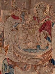 Historia de San Piat y San Eleutherio, Escena 6 Detalle medio. Escena de bautismo de Unknown artist
