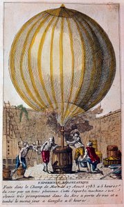 Historia de los globos: experiencia aerostática realizada en el Campo de Marte en París el 27/08/1783: el globo está lleno de gas hidrogenado por Jacques Charles