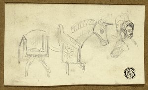 Caballo y hombre con armadura de Unknown artist