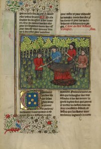 Cazadores desmembran el cadáver de un jabalí de Unknown artist