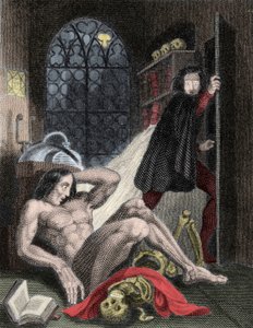 Ilustración para Frankenstein de la escritora británica Mary Wollstonecraft Shelley (1797-1851). 1831: 