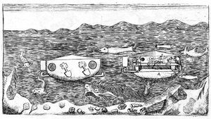 Ilustración de finales del siglo XVIII sobre cómo navegar bajo el agua en 