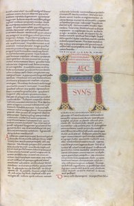 Incipit del Libro del Deuteronomio, Capuletera con la inscripción Haec sun, siglo XI (miniatura, manuscrito membranoso) de Unknown artist