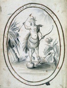 Indio de Canadá con su arco y flechas - frontispicio del manuscrito 