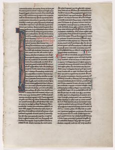 Inicial I: Bestia y serpiente entrelazadas: Hoja de una Biblia (2 de 2 hojas extirpadas)