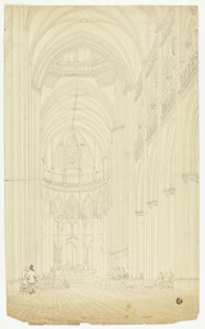 Interior de una catedral gótica de Unknown artist