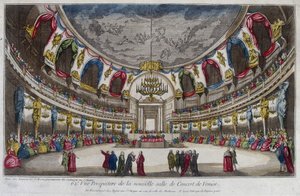 Interior de una sala de conciertos en Venecia. Grabado del siglo XVIII. de Unknown artist