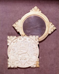 Espejo de marfil y caja que representan una escena de torneo de caballería. 1450-1500. París, Museo Nacional de la Edad Media, Termas de Cluny de Unknown artist