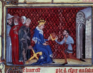 Jacques Bauchant presenta su libro al rey Carlos V de Unknown artist