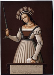 Juana de Arco, con una espada - en 