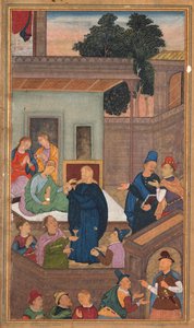 Jesús resucita a la hija de Jairo de entre los muertos, de un Espejo de Santidad (Mir’at al-quds) del Padre Jerome Xavier