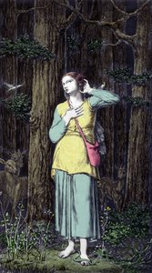 Juana de Arco escucha sus voces celestiales: el Arcángel San Miguel, Santa Catalina y Santa Margarita le ordenaron ir a Francia para ayudar al rey y le aseguraron que Dios lo ayudará. Siglo XIX de Unknown artist