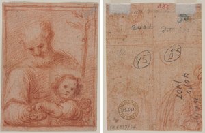 José y el niño (recto); Fragmento de dos figuras (verso) de Unknown artist