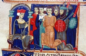 Juicio de un criminal. Manuscrito del siglo XIV. Biblioteca Braidense, Milán.