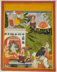 Kama dispara una flecha de amor a Shiva, desde una copia de la Canción de Gauri (Gita-Gauri) de Unknown artist