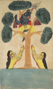Krishna Steals the Clothes of the Cowgirls (Gopis) (recto) de Unknown artist