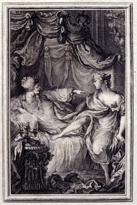 La cortesana enamorada - en "Cuentos y nuevas en verso" de Jean La Fontaine. 1762 de Unknown artist