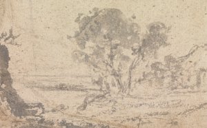 Bosquejo de paisaje con un árbol de Unknown artist