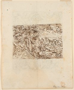 Paisaje; reverso: Diseño grotesco de Unknown artist