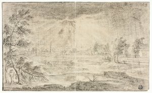 Paisaje con Pueblo de Unknown artist