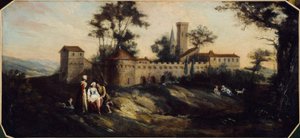 Paisaje con castillo fortificado. Entre 1701 y 1800 (óleo) de Unknown artist