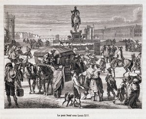 Le Pont Neuf bajo Luis XIII - Grabado del siglo XIX de Unknown artist