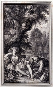 Le Villageois qui a perdu son veau - en “Cuentos y nuevas en verso” de Jean La Fontaine. 1762. de Unknown artist
