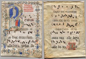 Hoja de un Gradual: Inicial Historiada R: La Resurrección (recto) e Inicial D (verso) de Unknown artist