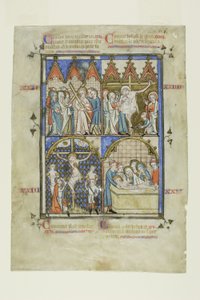 Hoja de un ciclo pictórico: Cristo llevando la Cruz, La Crucifixión, El Descendimiento de la Cruz y el Entierro